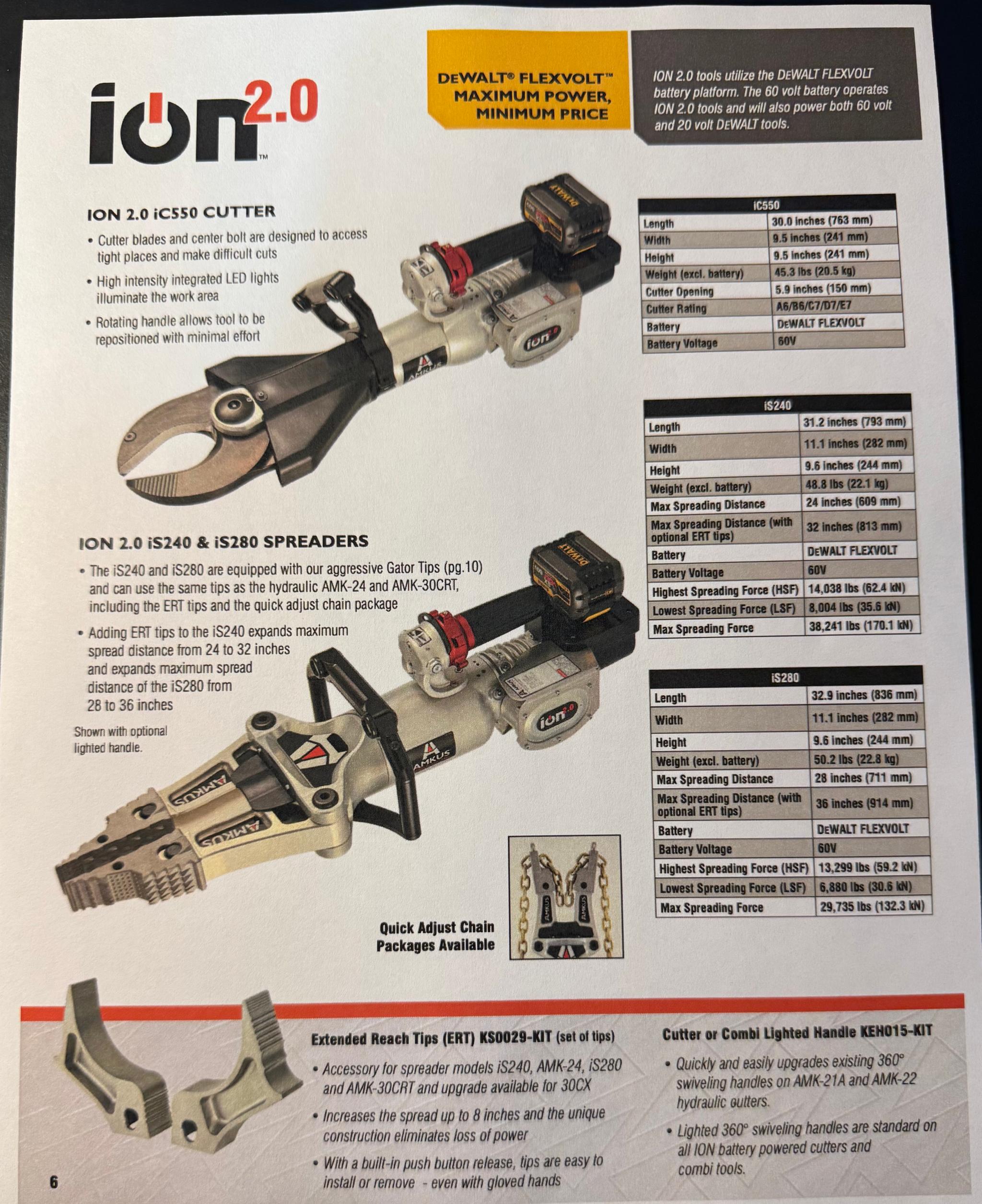 Amkus ION2.0 Cordless IC550 Cutter & IS240 Spreader w/Extended Reach Tips - image 5