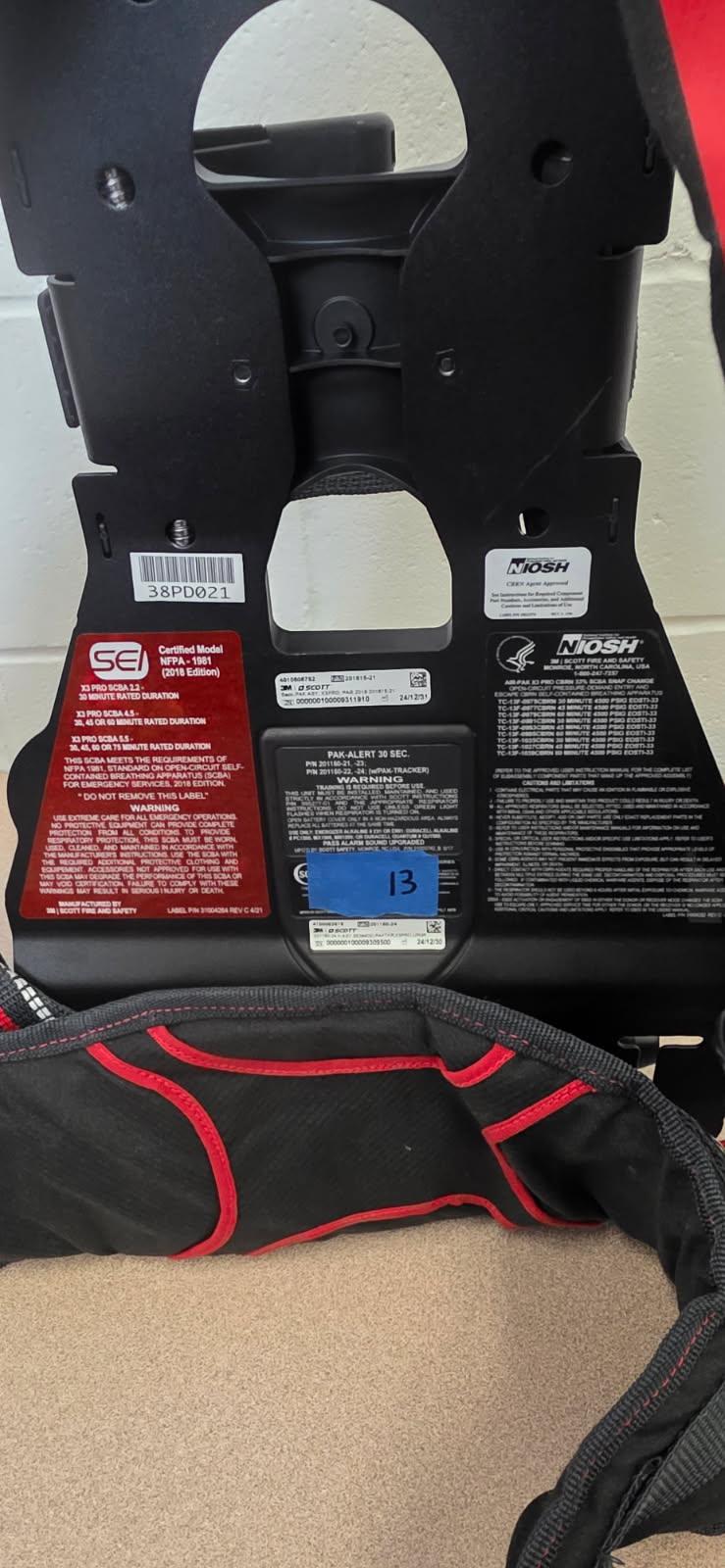 (10) 3M Scott Air-Pak X3 Pro SCBA, 4.5 / 4500 PSI, 45 Minute Cylinders - image 2