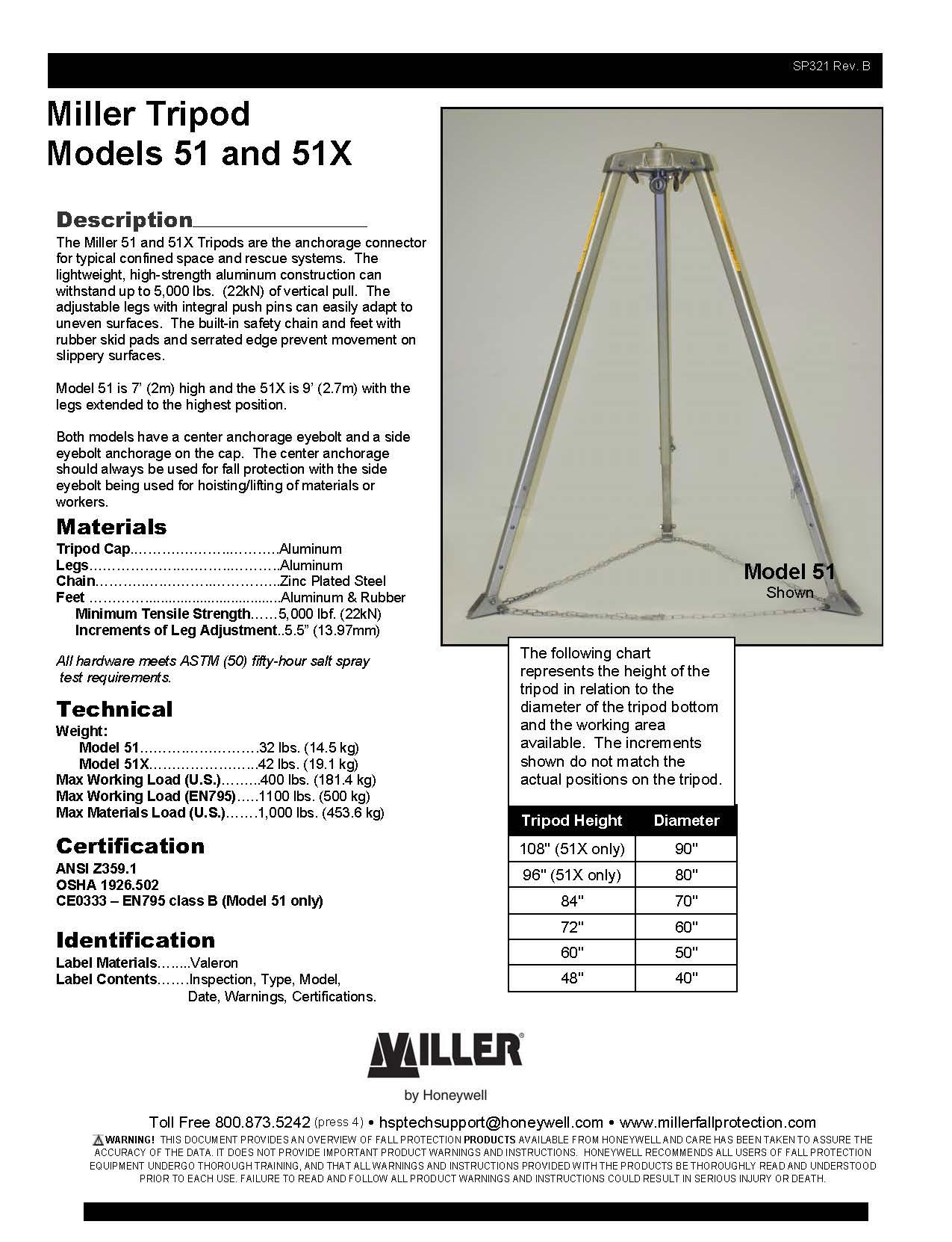 Miller Confined Space Tripods (2) Models 51 and 51X - image 9