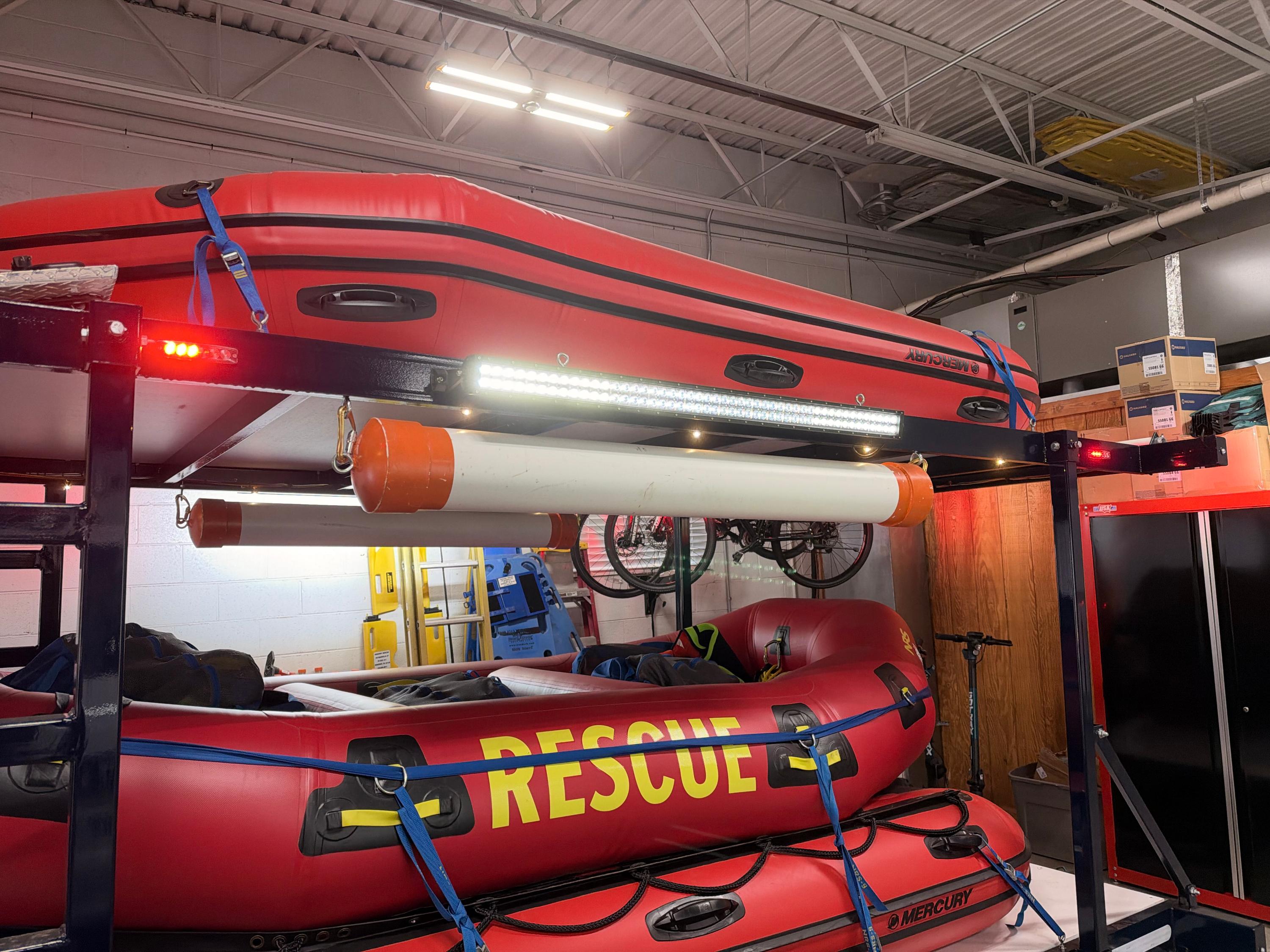 2021 Loadmaster Swift Water Rescue Trailer Package – Mercury 25 Jet, 3 Rescue Boats, LED Lighting, Like New - image 29