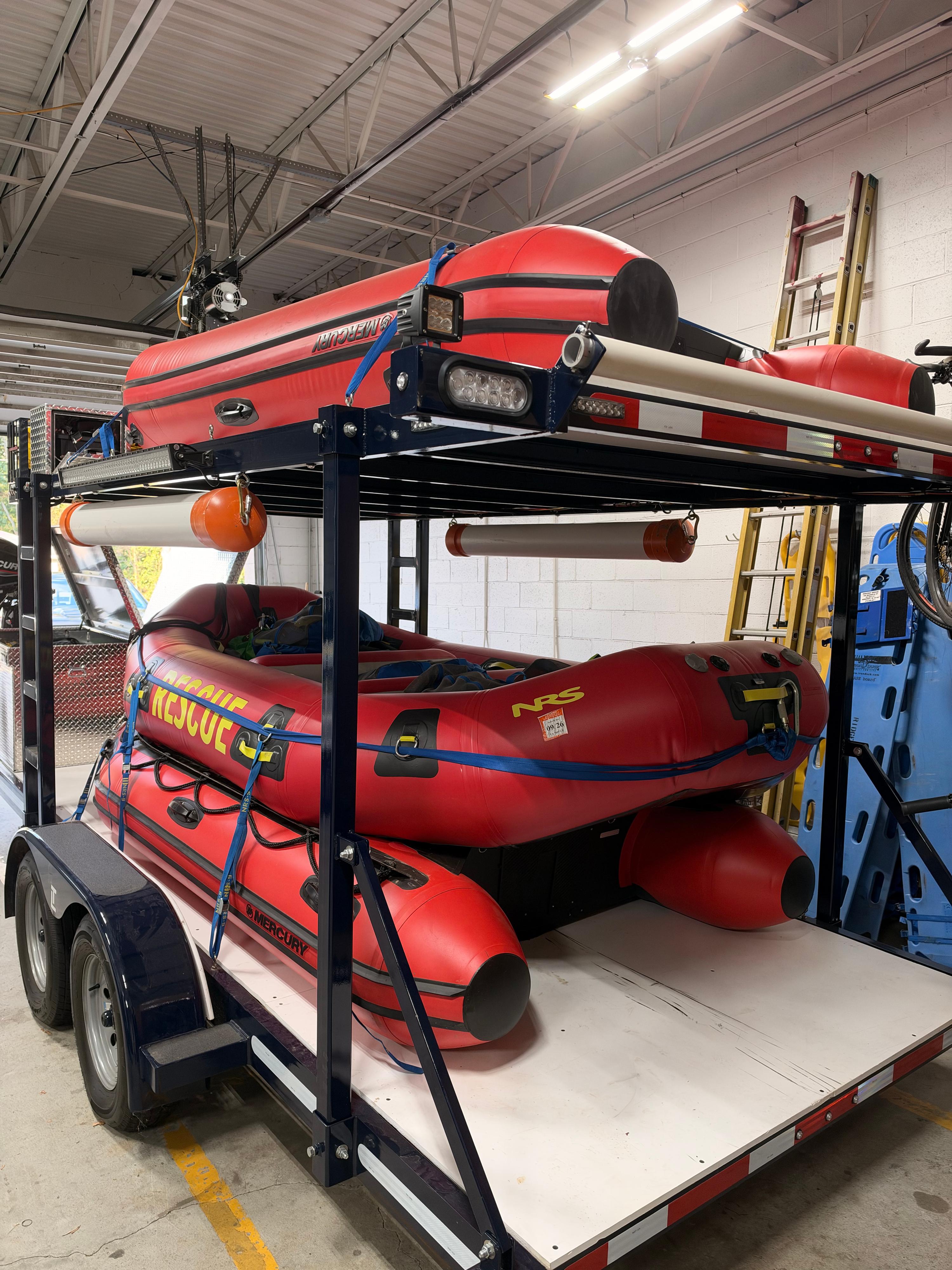 2021 Loadmaster Swift Water Rescue Trailer Package – Mercury 25 Jet, 3 Rescue Boats, LED Lighting, Like New - image 38