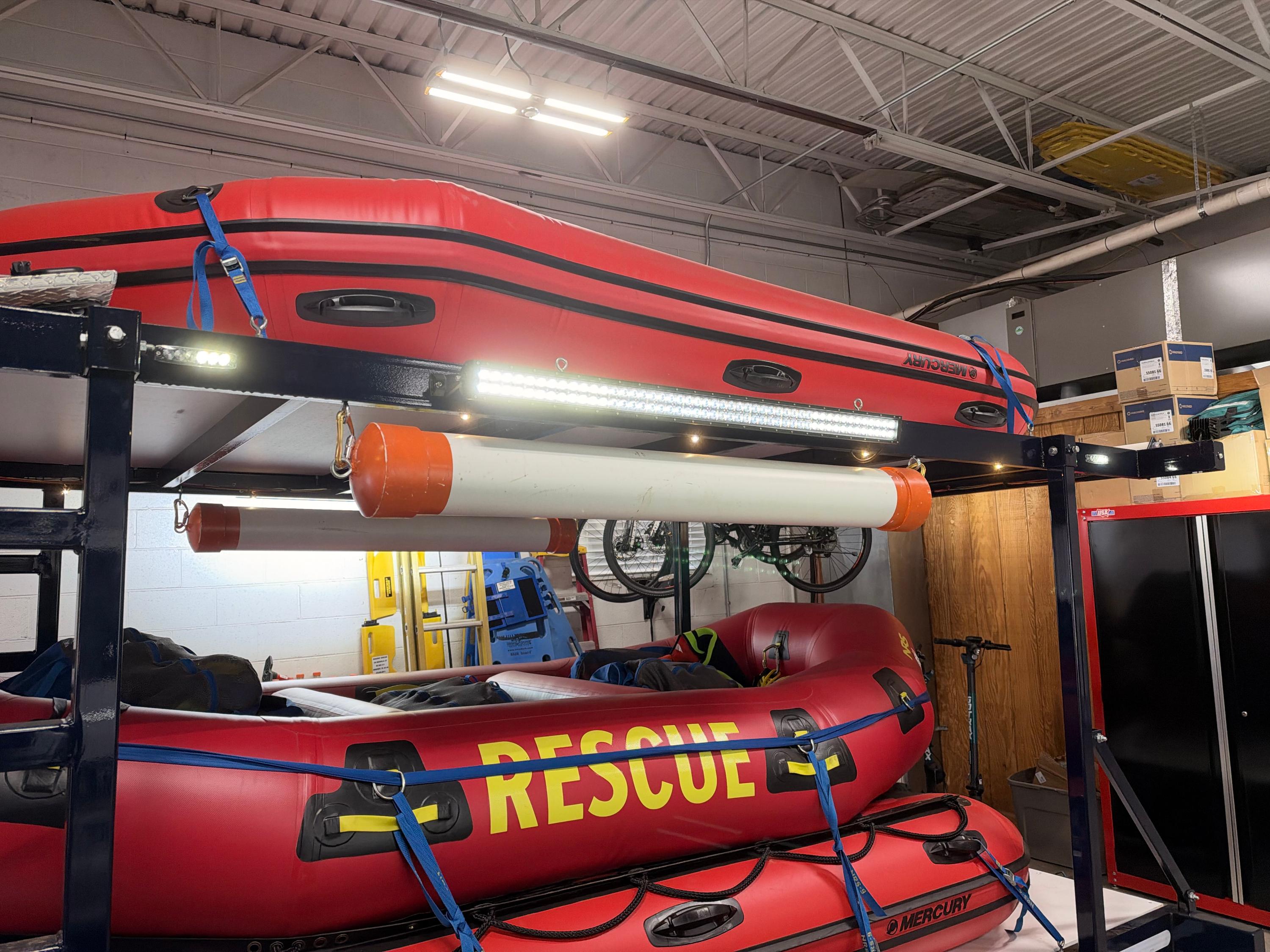 2021 Loadmaster Swift Water Rescue Trailer Package – Mercury 25 Jet, 3 Rescue Boats, LED Lighting, Like New - image 8