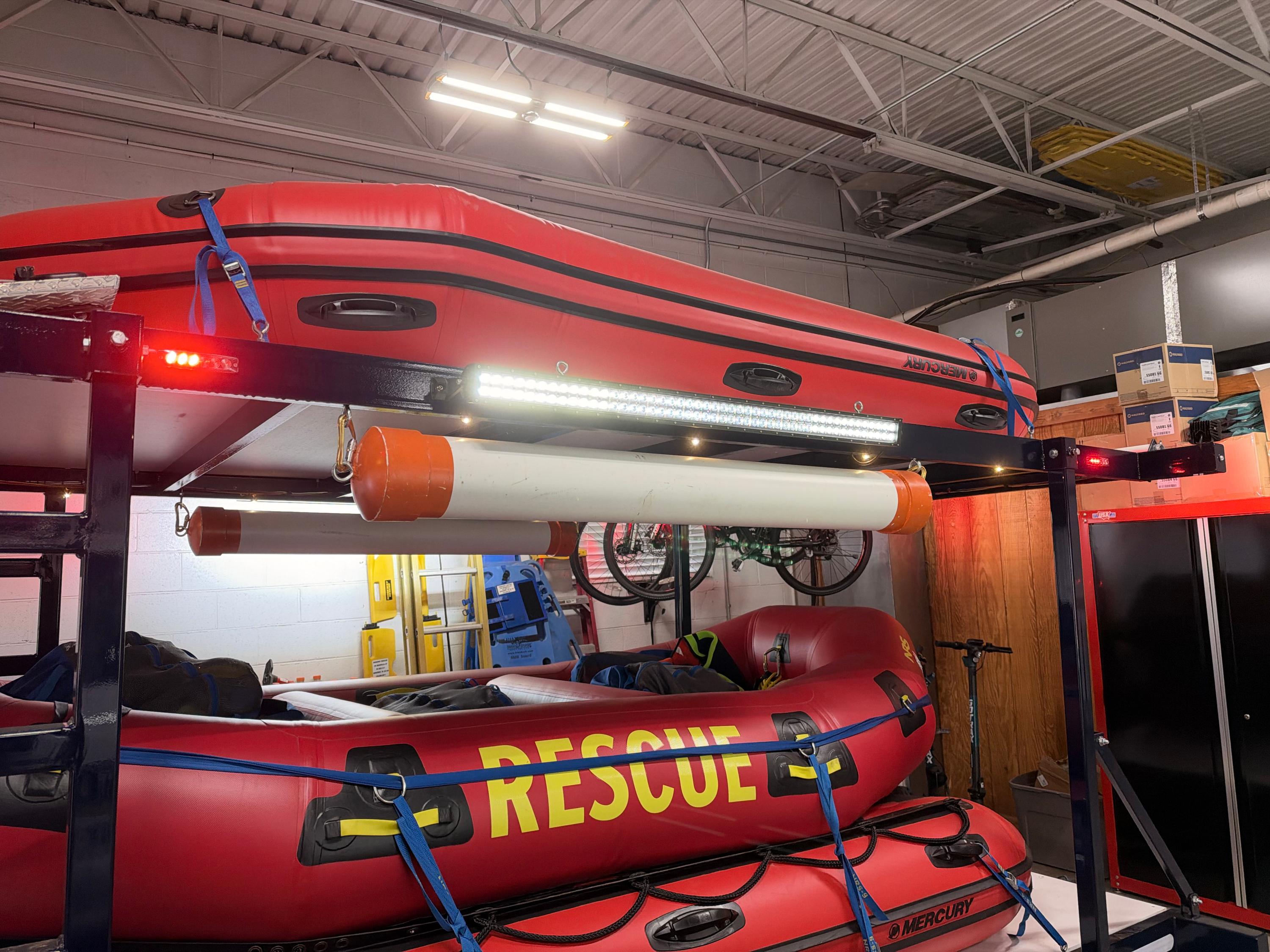 2021 Loadmaster Swift Water Rescue Trailer Package – Mercury 25 Jet, 3 Rescue Boats, LED Lighting, Like New - image 7