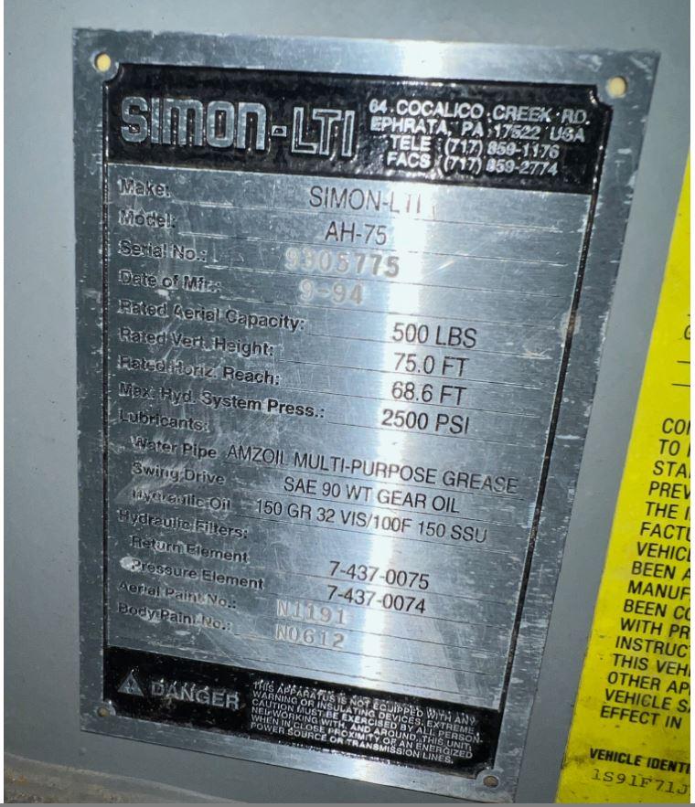 1994 Simon Duplex 75' Ladder - image 8