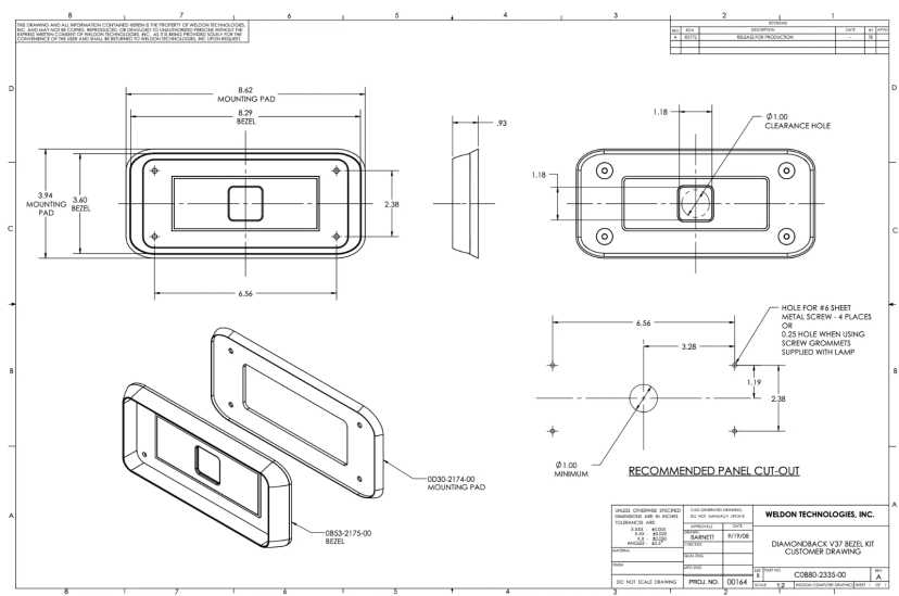 Weldon 0B80-2335-00 Chrome Bezel Kit For V37 Series Diamondback Lamps — photo 3