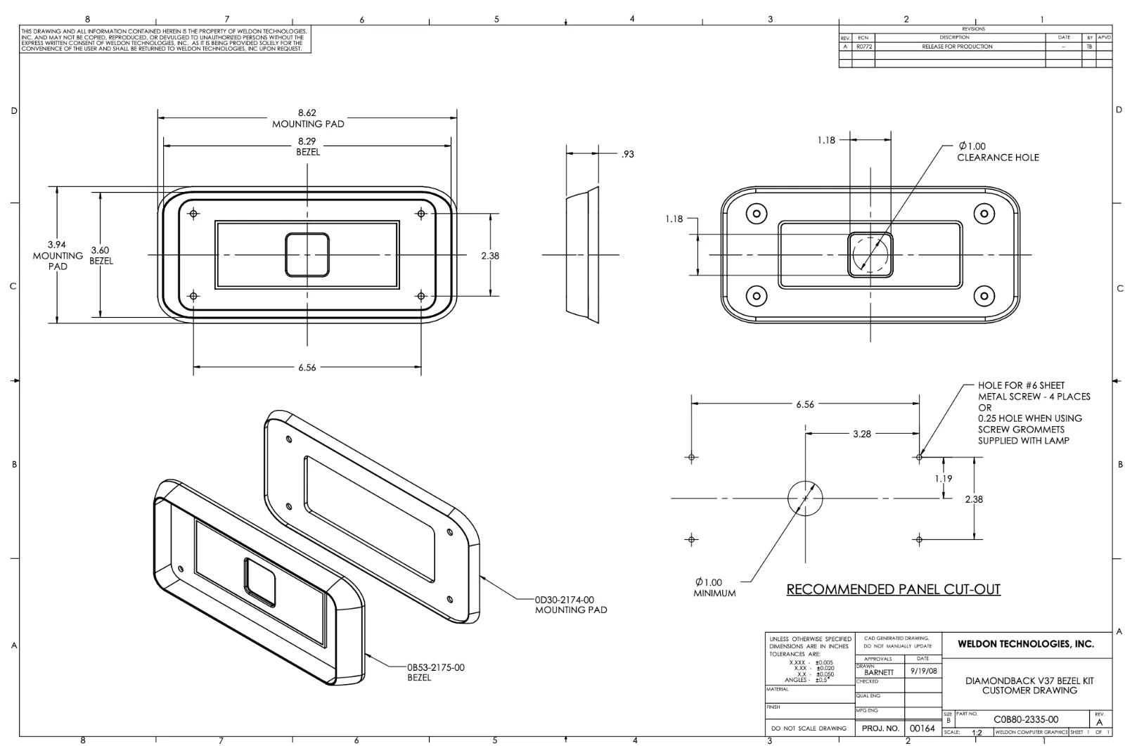 Weldon 0B80-2335-00 Chrome Bezel Kit For V37 Series Diamondback Lamps - image 3