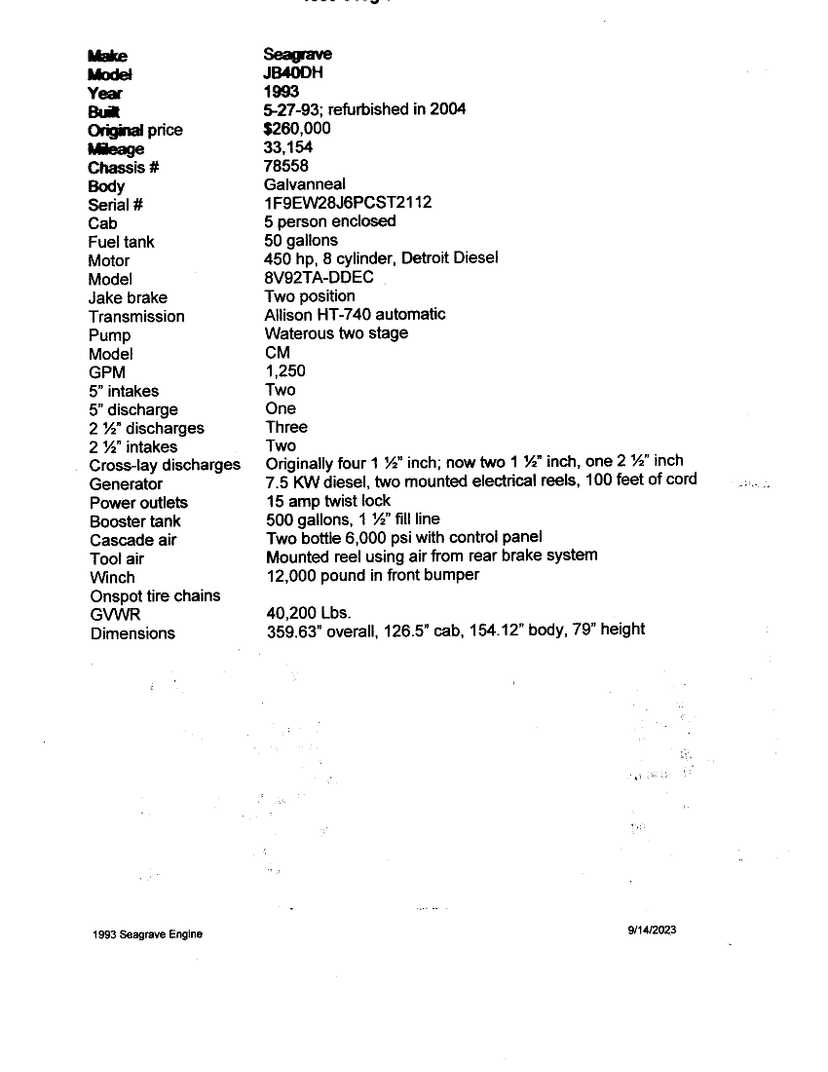 1993 Seagrave pumper — photo 7