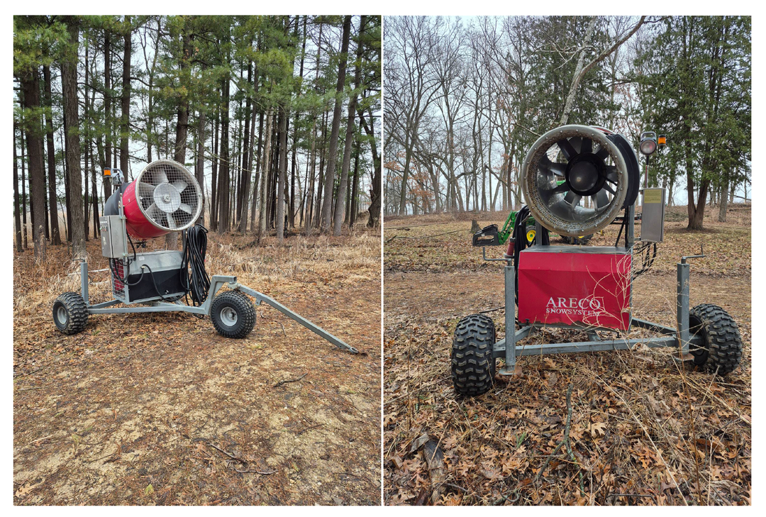 Two Areco Standard Wheeled Fan Guns and 40 HP Booster Pump