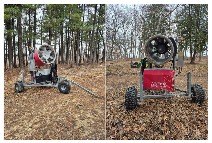 Two Areco Standard Wheeled Fan Guns and 40 HP Booster Pump