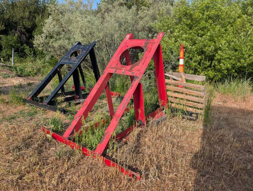 Two bullwheel angled transport brackets