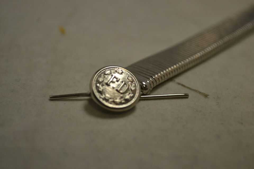 Aluminum Chain Cap Strap- with F.D. Buttons for Firefighters Bell Cap