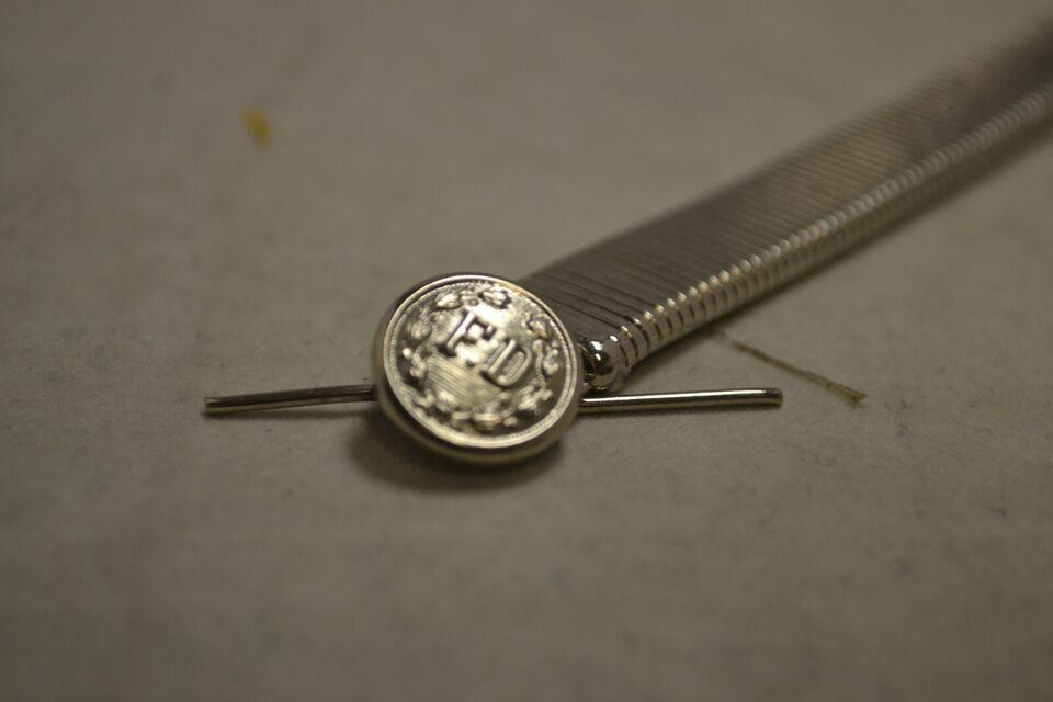 Aluminum Chain Cap Strap- with F.D. Buttons for Firefighters Bell Cap