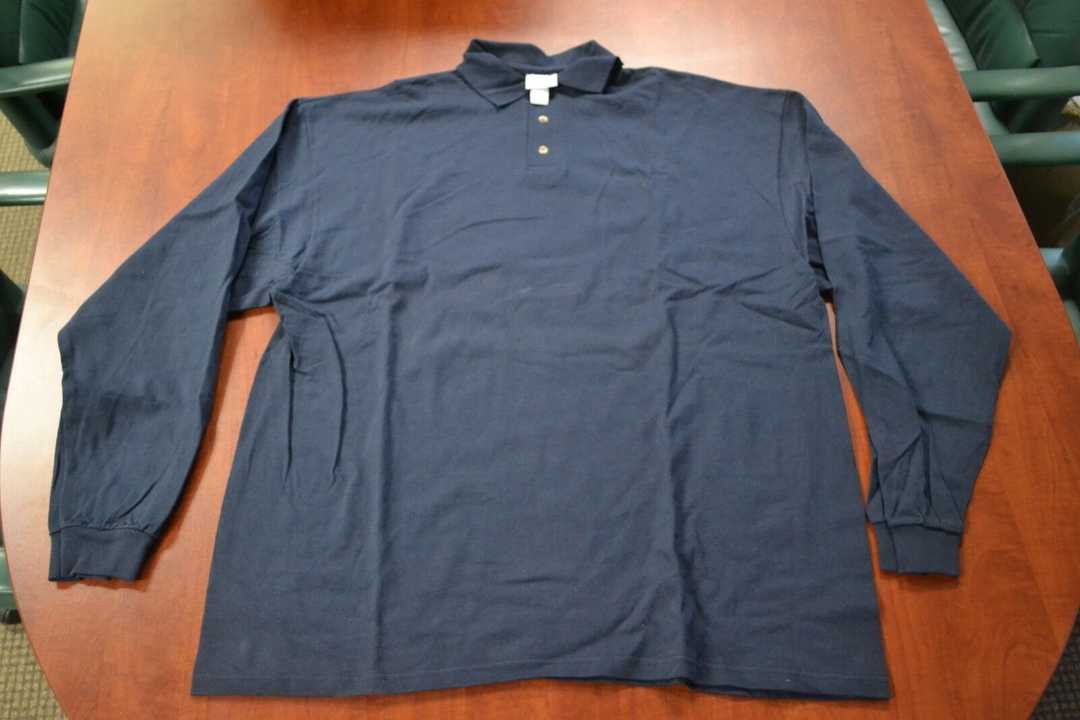 Cotton Deluxe Navy Blue Long Sleeve by Anvil 2XL w/ FIRE Logo