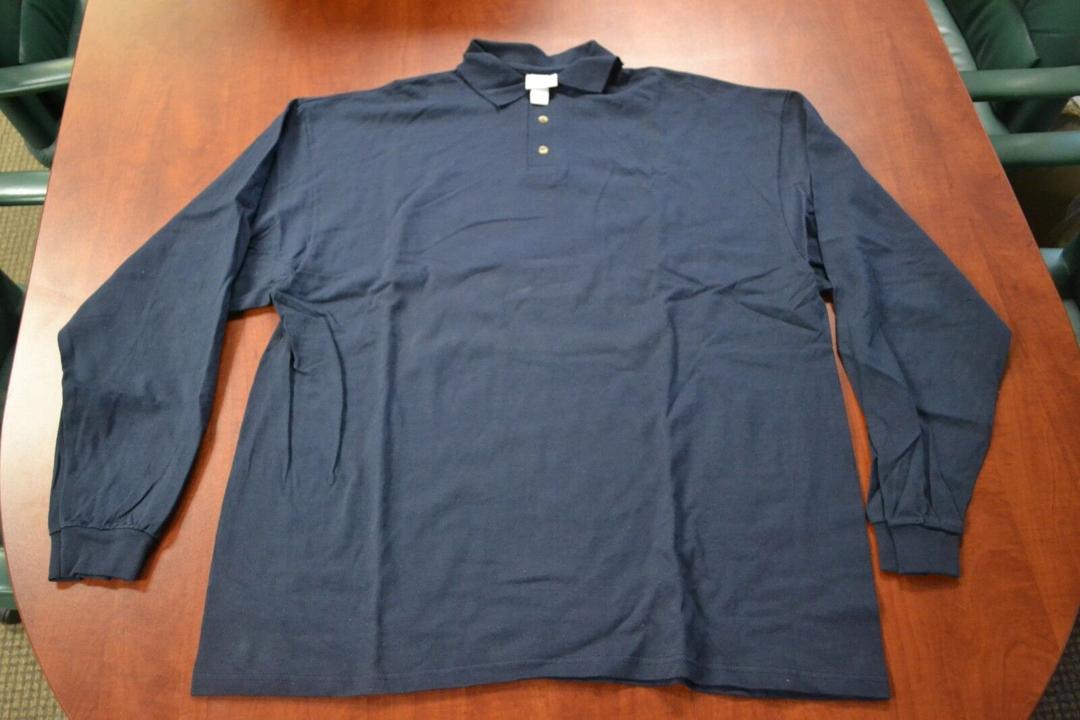 Cotton Deluxe Navy Blue Long Sleeve by Anvil 2XL w/ FIRE Logo