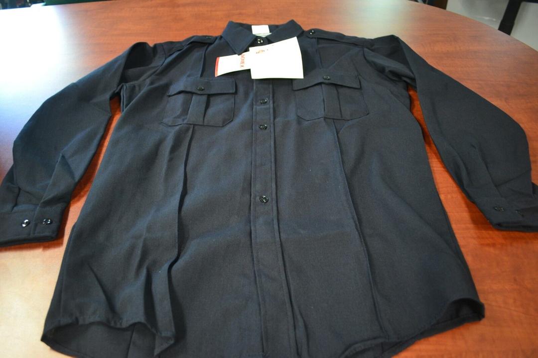 TOPPS DUPONT Public Safety Long Sleeve Navy Button-up Shirt(35 18-18.5")