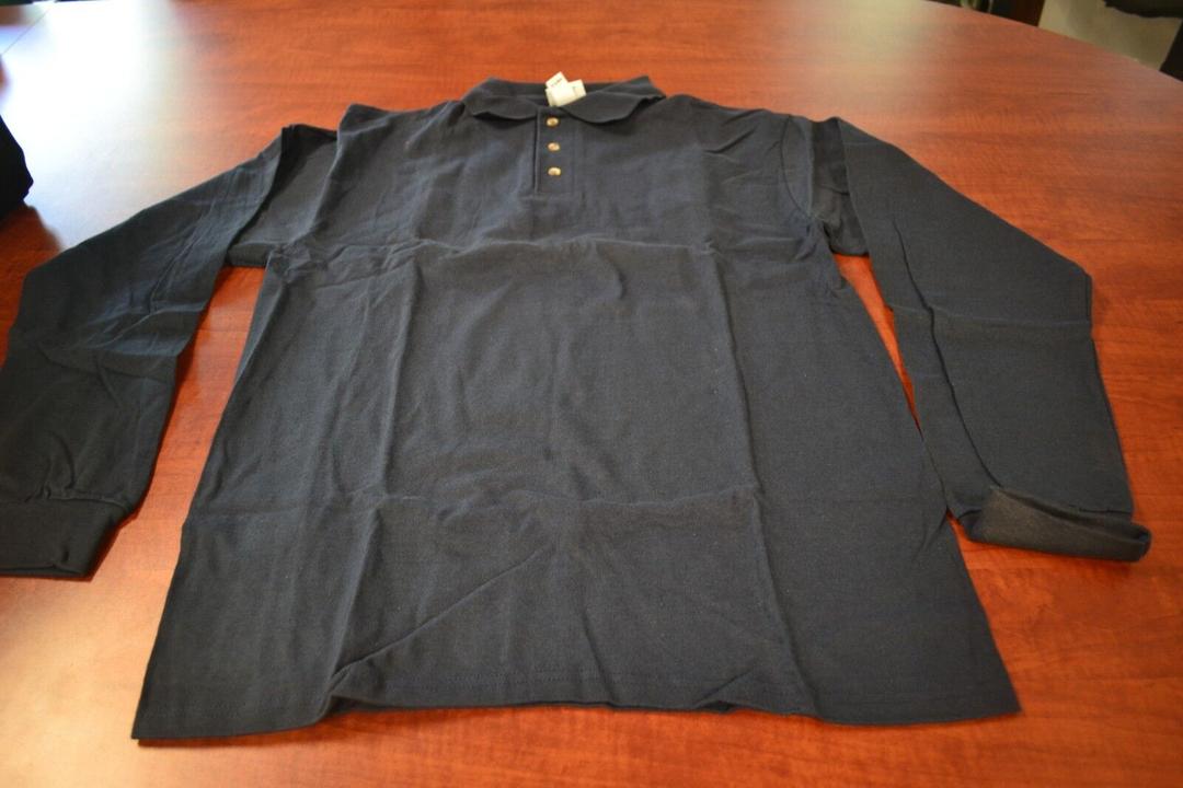 Cotton Deluxe Navy Blue Long Sleeve by Anvil w/ FIRE Logo