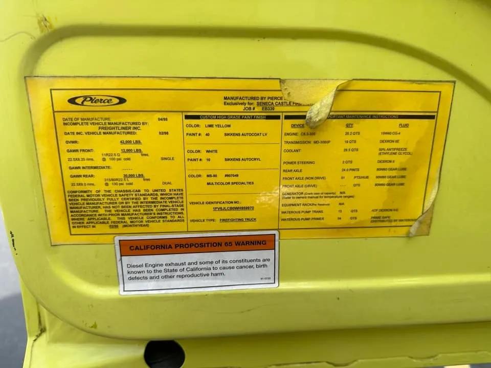 1998 Pierce/Freightliner 1250/1000 Top Mount - image 4