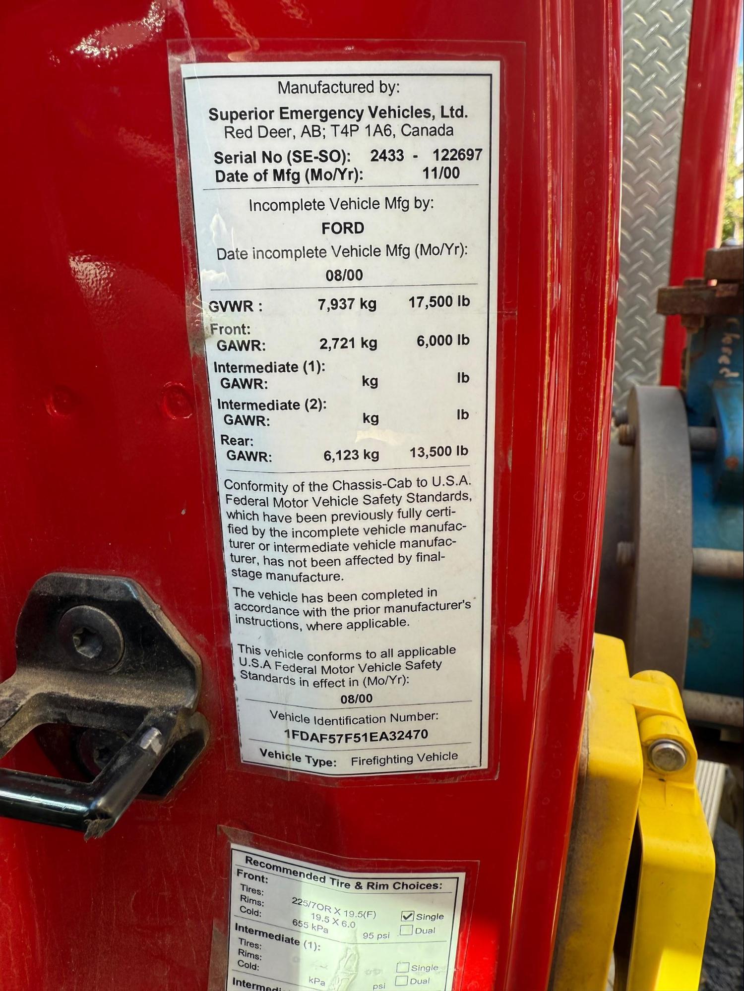 2001 Ford F-550 E-One Mini Pumper (750/300) - image 7