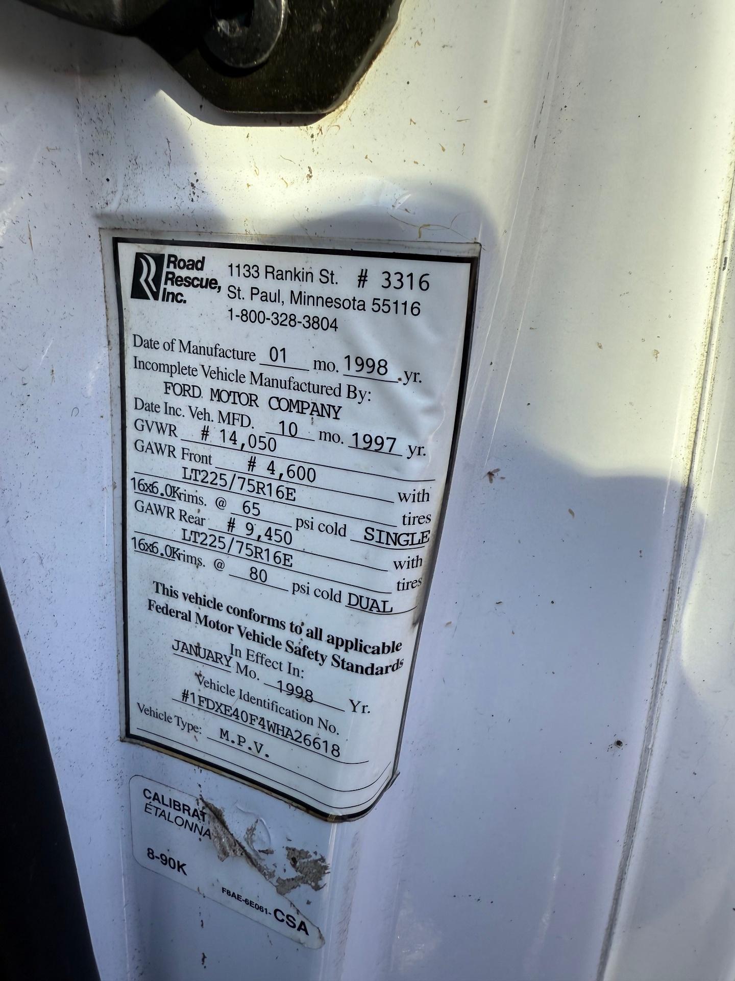 1998 Road Rescue Ford Type I Ambulance - image 24