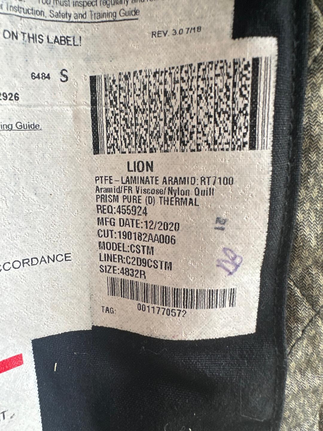 Lions fire turnout gear full set