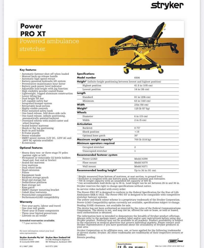 Stryker Power Pro XT 6506 & Power Load 6390 W Floor Plates Completely Refurbished — photo 5