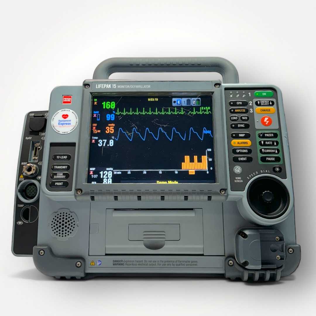 Lifepak 15 Fully-loaded (12-Lead, Pacing, AED, SpO2, NiBP, and EtCO2)