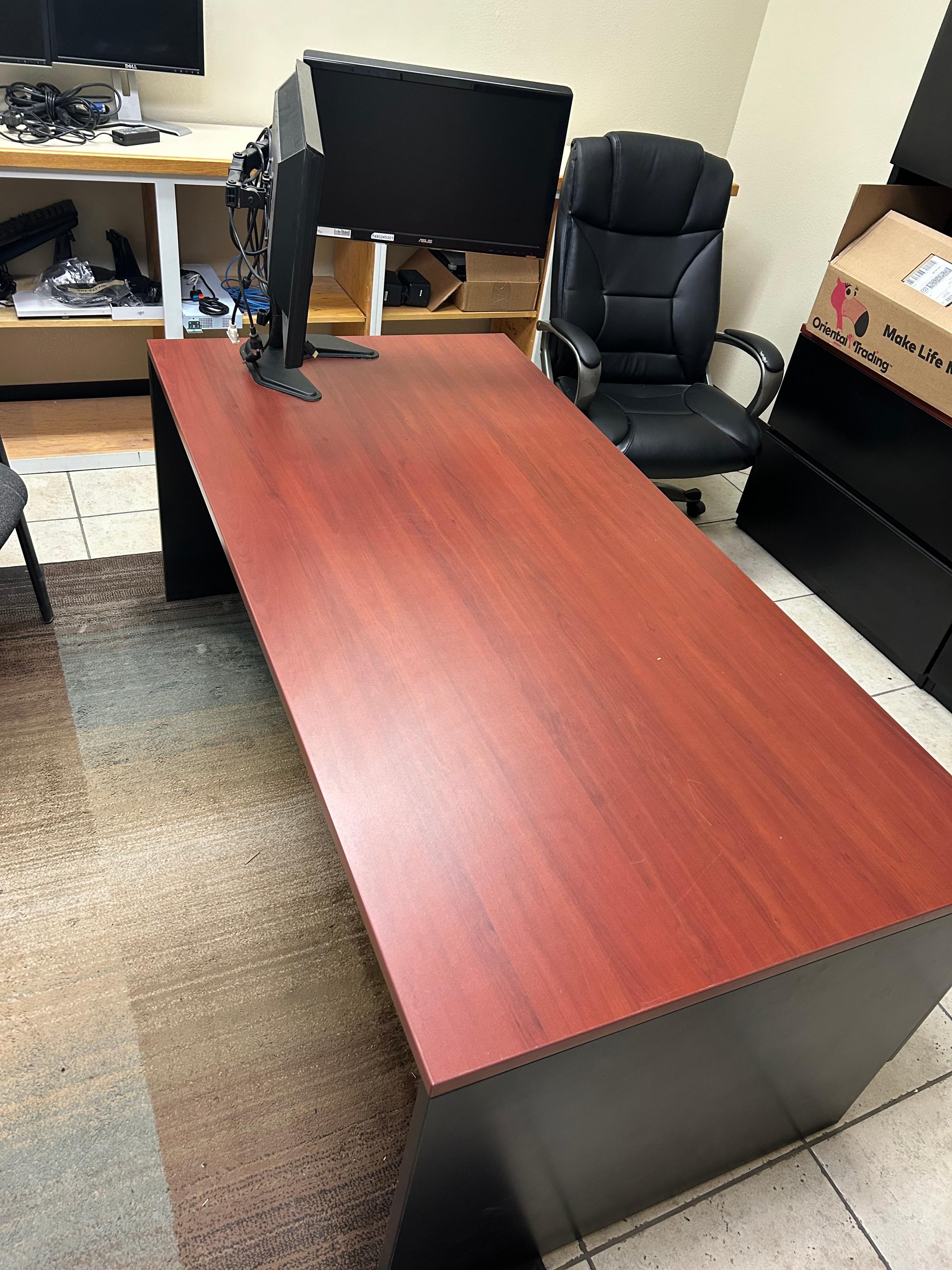 Office Desk, Cabinet, Monitors and Chairs  - image 1