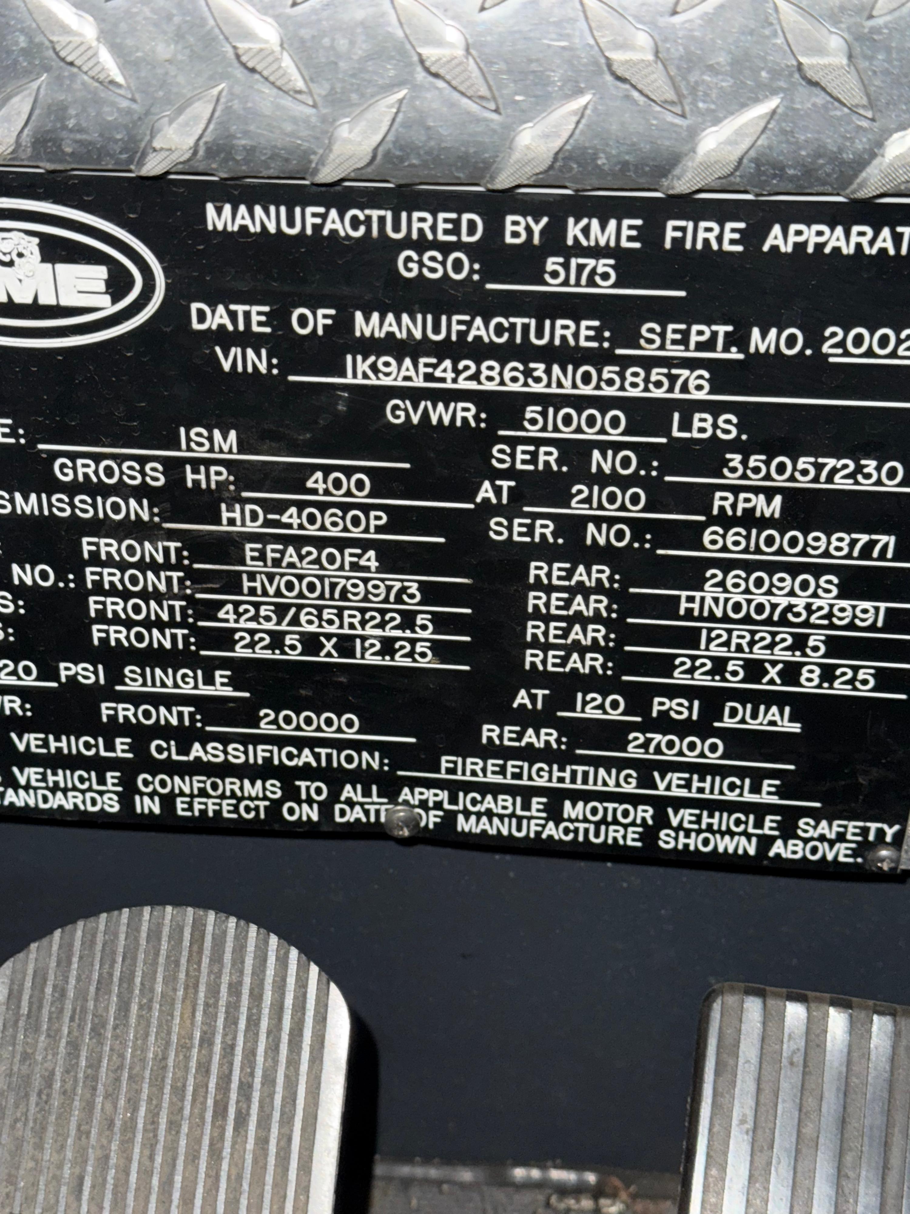2002 KME Excel Engine, including equipment - image 16