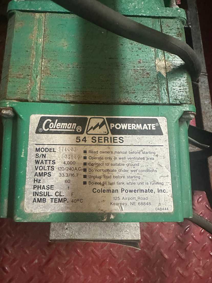 Coleman 4KW Gasoline Driven Portable Generator