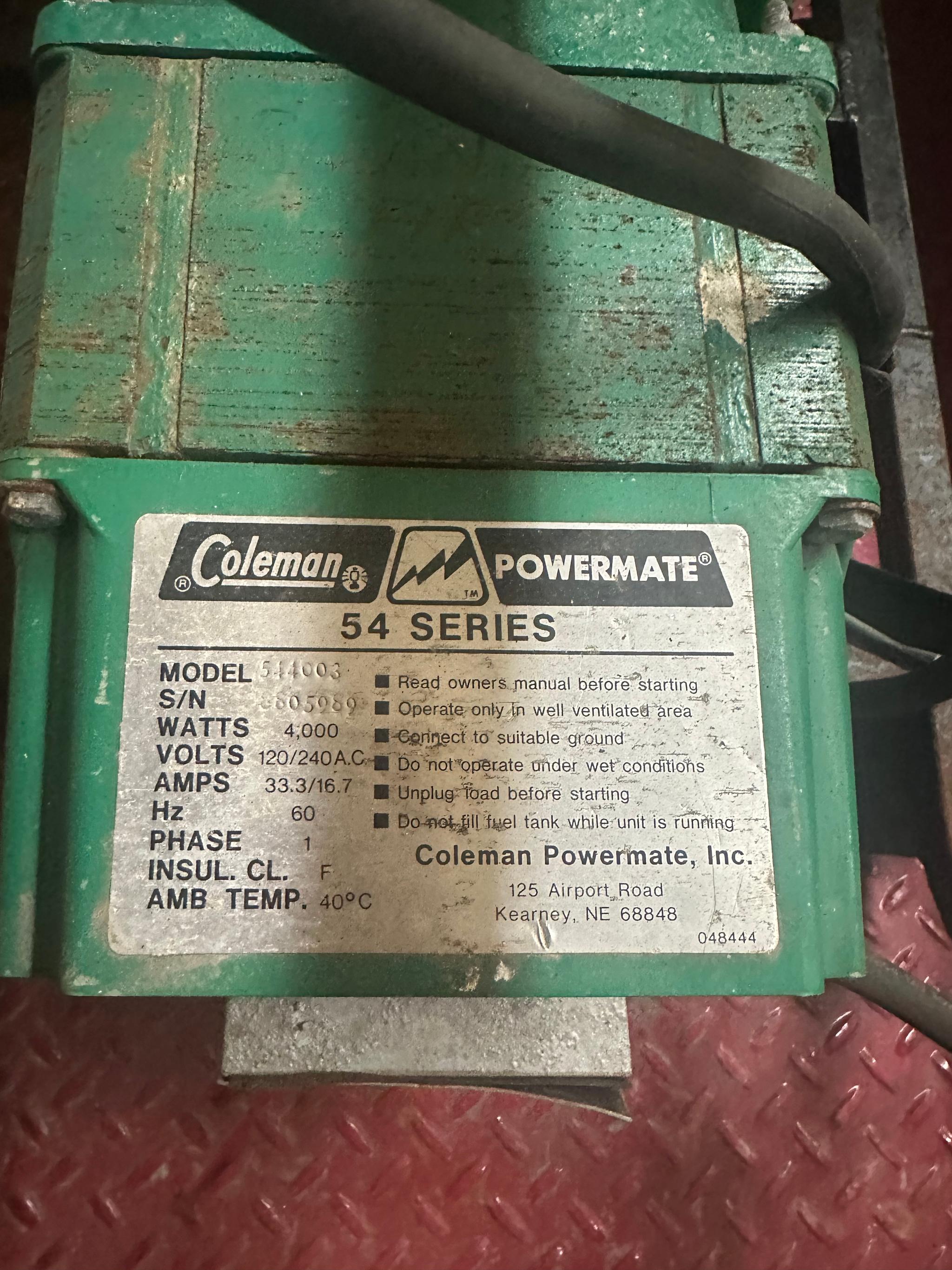 Coleman 4KW Gasoline Driven Portable Generator - image 1