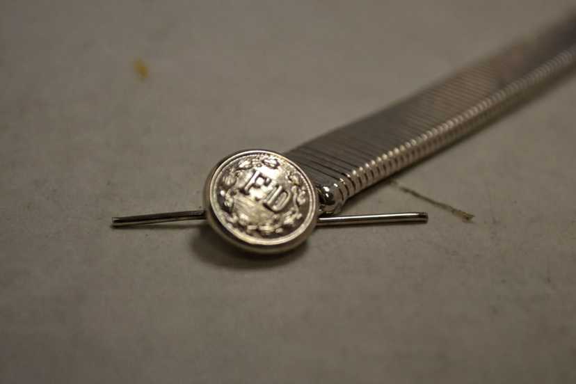 Aluminum Chain Cap Strap- with F.D. Buttons for Firefighters Bell Cap
