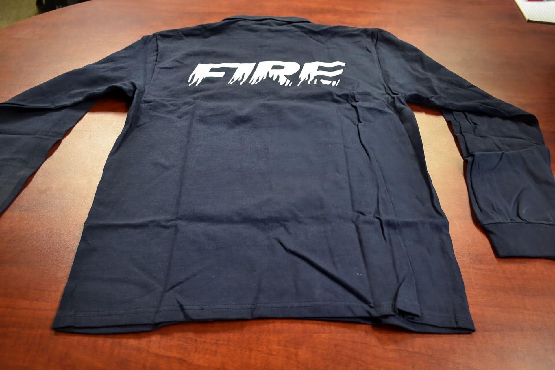 Cotton Deluxe Navy Blue Long Sleeve by Anvil M w/ FIRE Logo - image 1