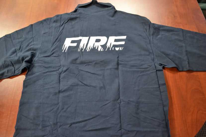 Cotton Deluxe Navy Blue Long Sleeve by Anvil XL w/ FIRE Logo — photo 2