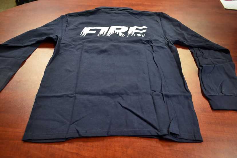 Cotton Deluxe Navy Blue Long Sleeve by Anvil w/ FIRE Logo — photo 2
