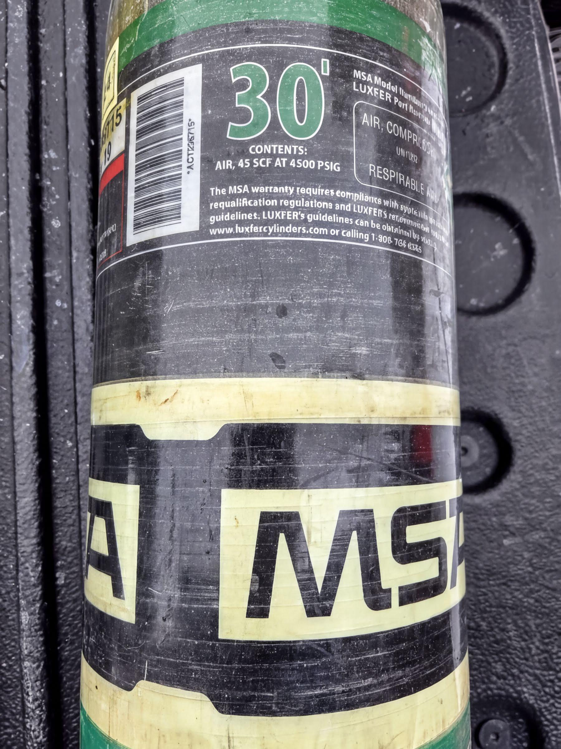MSA G1 30-Minute 4500 SCBA bottle mfg 10/2019 current hydrostatic test - image 2